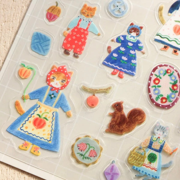 Aiko Fukawa PET sticker Sheet / Cats and Buttons