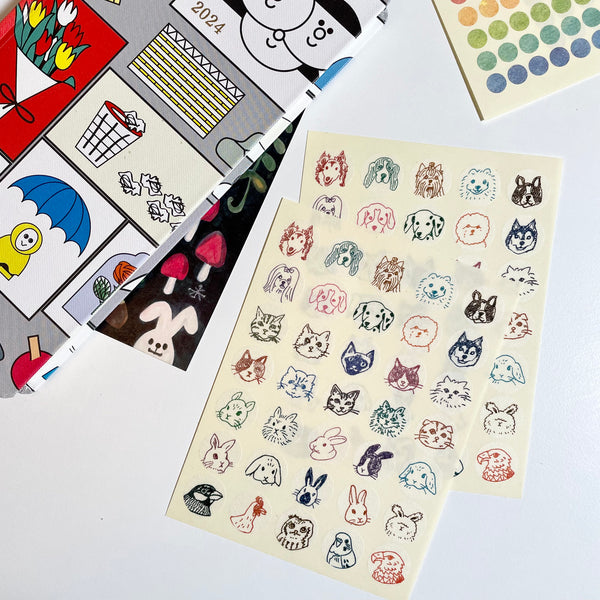 Washi Paper Point Seals / Favorite Animals (2 sheets)
