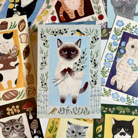 4legs Neko Postcard / Siamese Cat