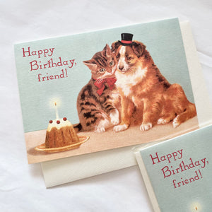 Cavallini Birthday Card - Cat & Dog