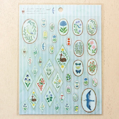 Midori Asano PET sticker Sheet / Birds Song & Deer Dream