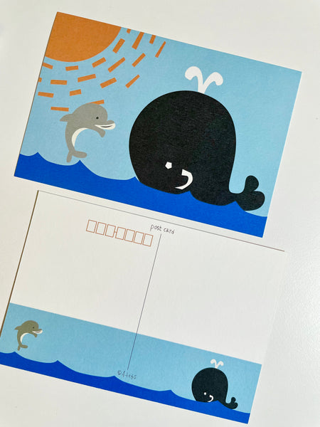 4legs illustration Postcard / Whale