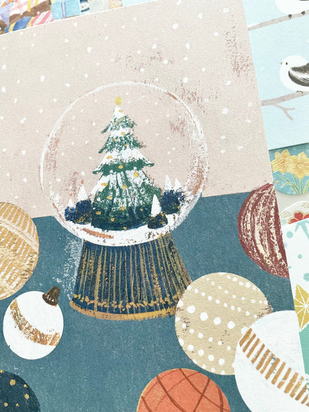 Winter Illustration Postcard / Snow Globe
