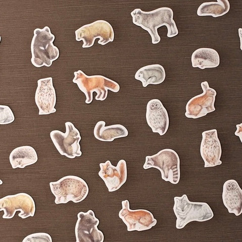Washi Paper Flake Sticker / Forest Animals