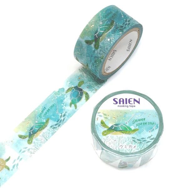 SAIEN Silver Foil Washi Tape / Sea Turtle