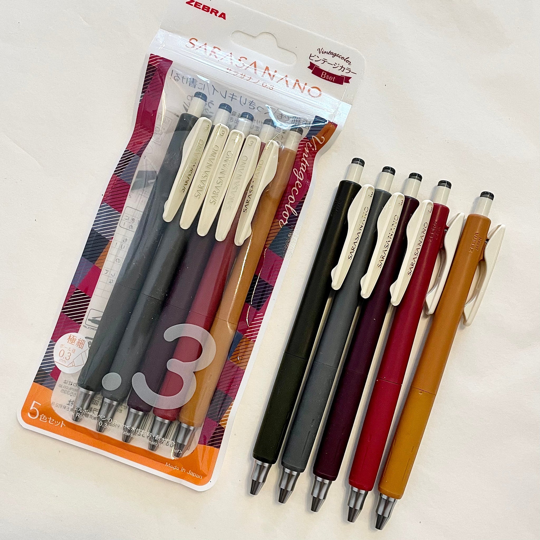 Sarasa NANO 0.3 Vintage Ballpoint Pen Set 2