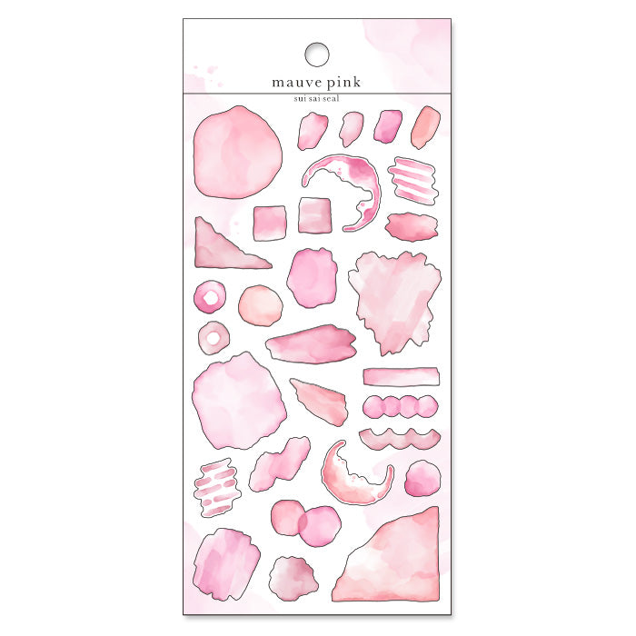 Mind Wave Watercolor Sticker Seal / Mauve Pink