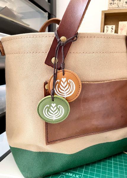 Coffee and Matcha Genuine Leather Pendant