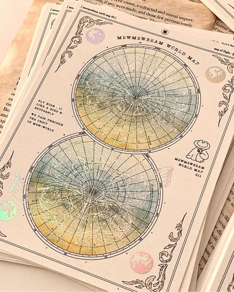 Gold Foil World Map Card 011