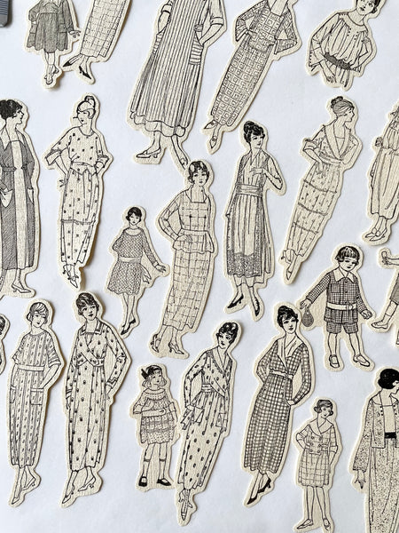 Vintage Fashion Design die-cut Linen Cards