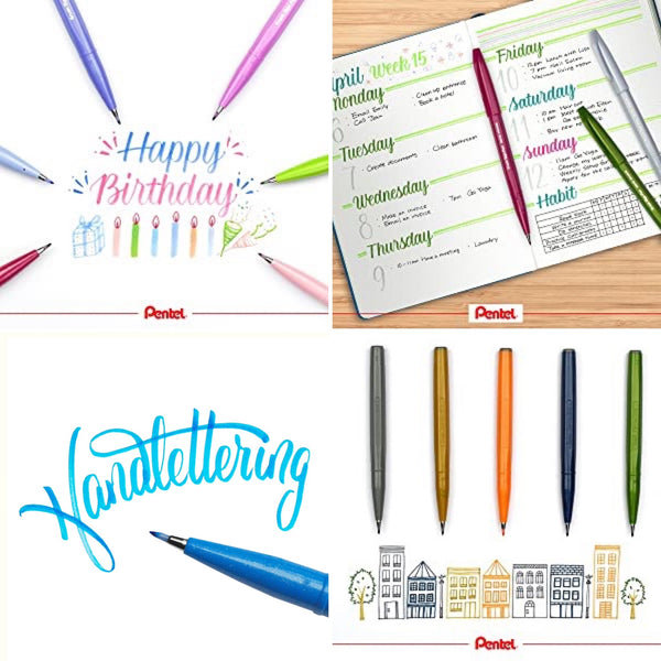 Pentel Fude Touch Pen (6 Colors Set)