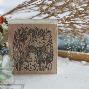 BMP Original Stamp - Polaroid Girl With Bunny 02 (Leaves)