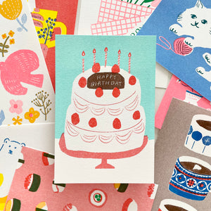 Furukawashiko Traditional Print Postcard / Birthday Cake