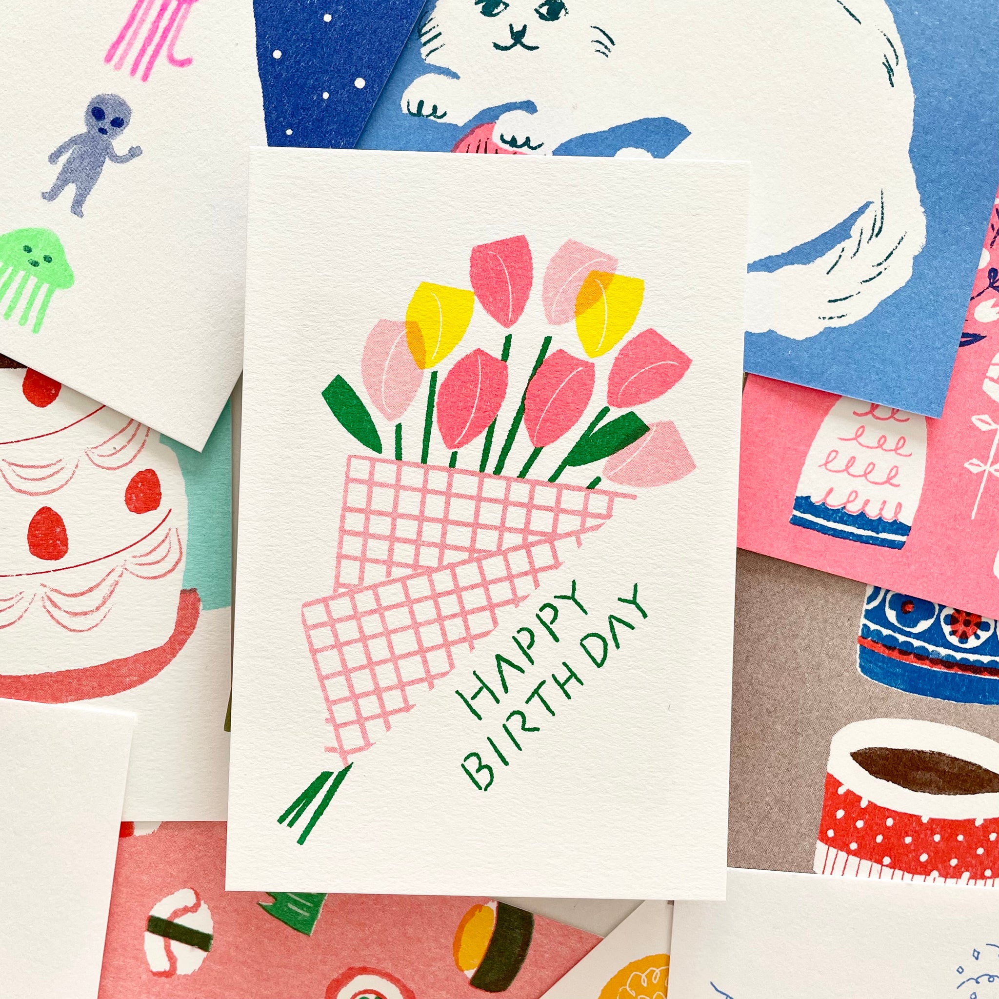 Furukawashiko Traditional Print Postcard /Flowers Birthday