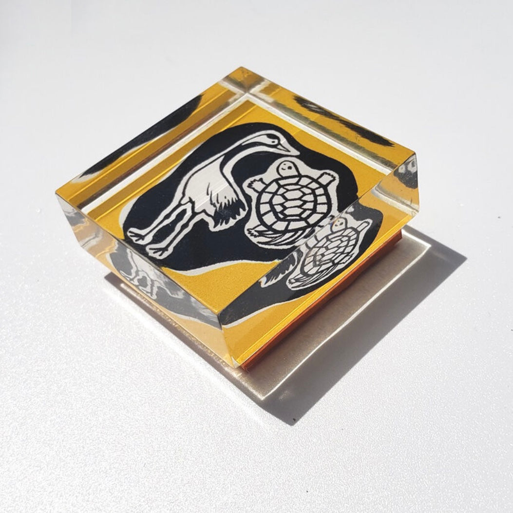 Japan Lucky Charm Acrylic Stamp - Nakayoshi Crane Turtle