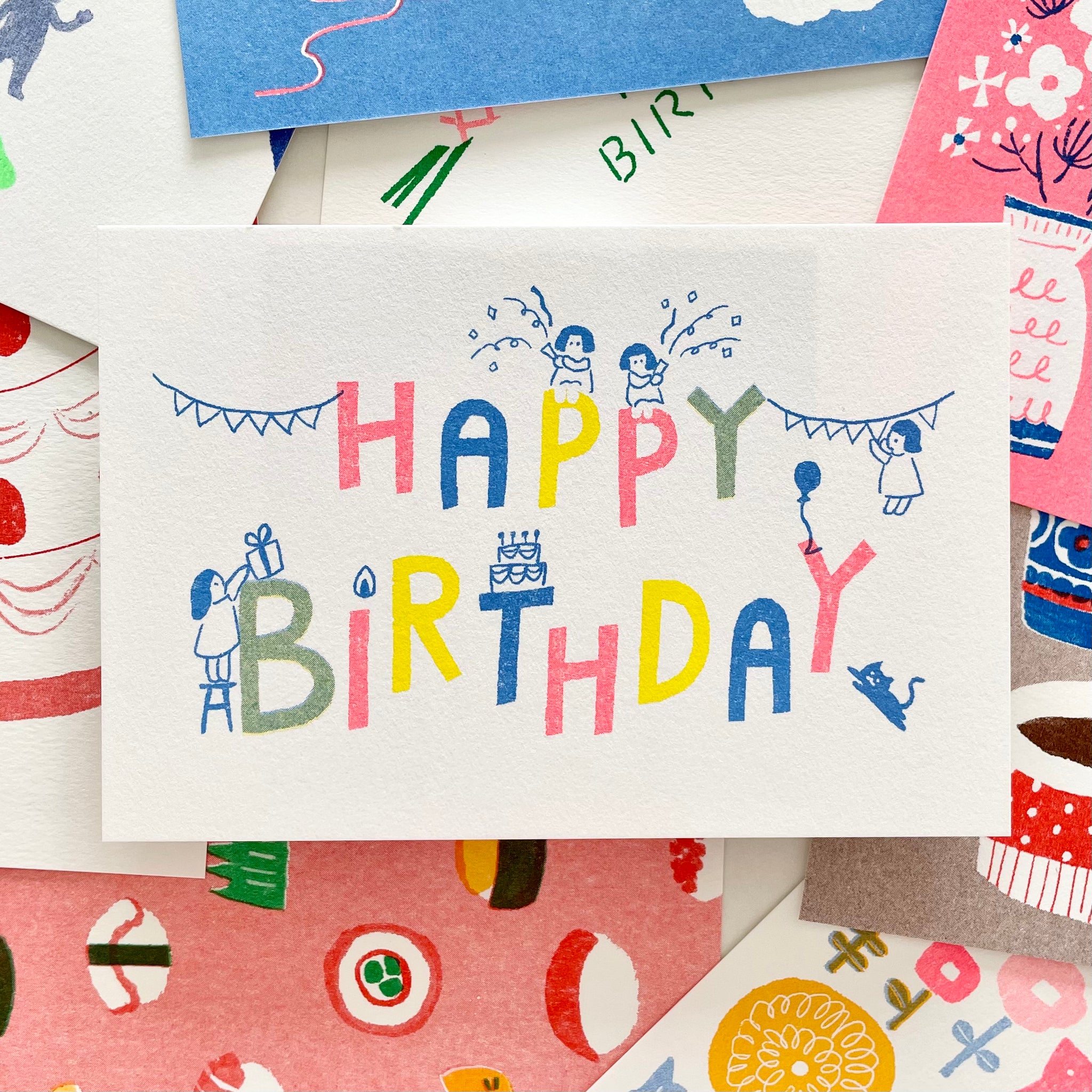 Furukawashiko Traditional Print Postcard / Birthday Party