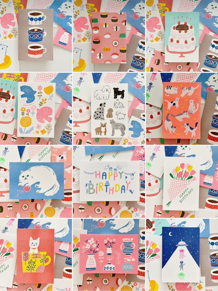 Furukawashiko Traditional Print Postcard /Flowers Birthday