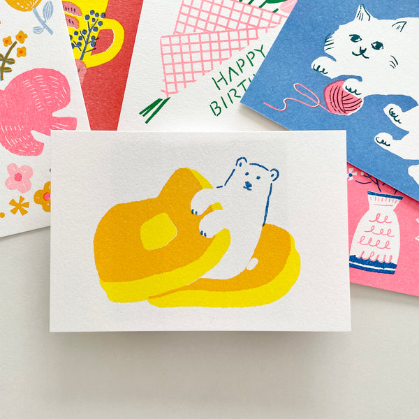 Furukawashiko Traditional Print Postcard / Pancake Bear