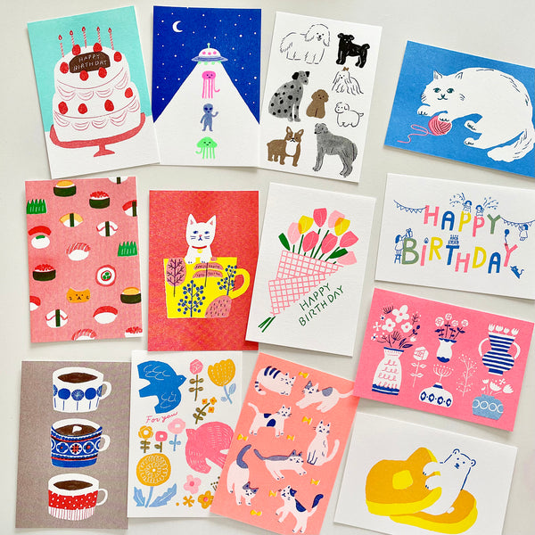 Furukawashiko Traditional Print Postcard / Birthday Party