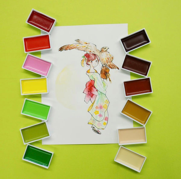 Gansai Tambi Japanese Watercolors Set - 12 colors