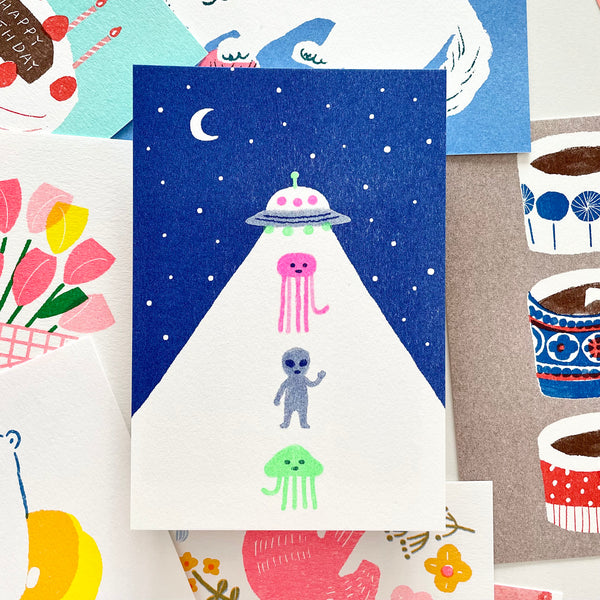 Furukawashiko Traditional Print Postcard / UFO