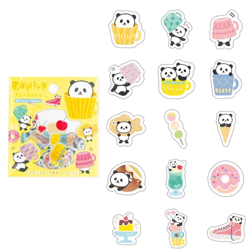 Retro Panda and Food Sticker Flakes (45 pcs)