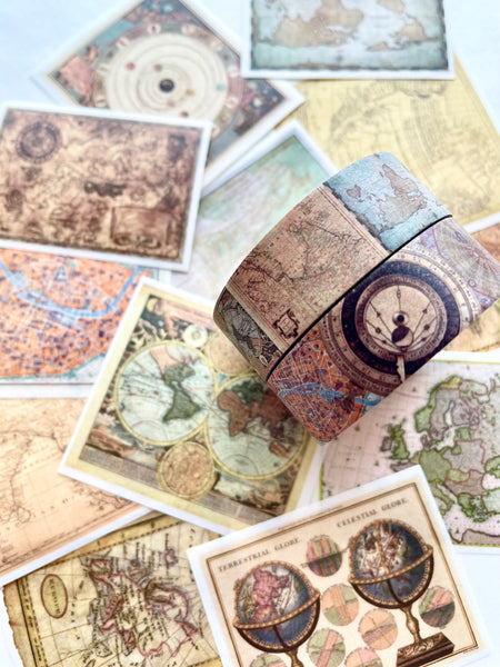 KIROKU Original Tape - Vintage Maps Collage